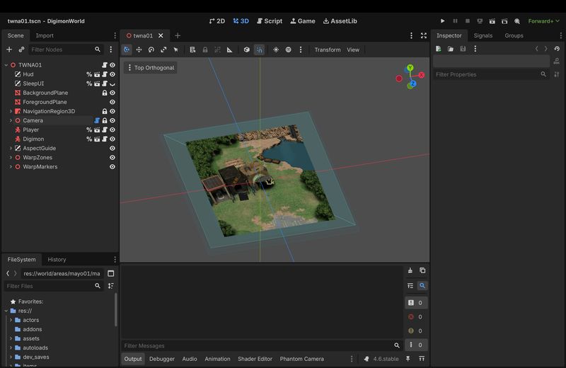 Editor view showing the camera aligned to the background plane